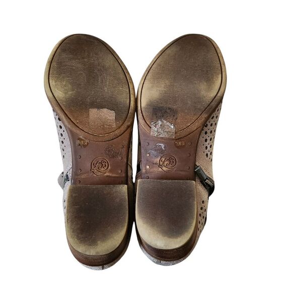 Lucky Brand Ankle Boots Womens 7.5 Bayley Taupe Perforated Suede Leather Booties - Picture 7 of 10